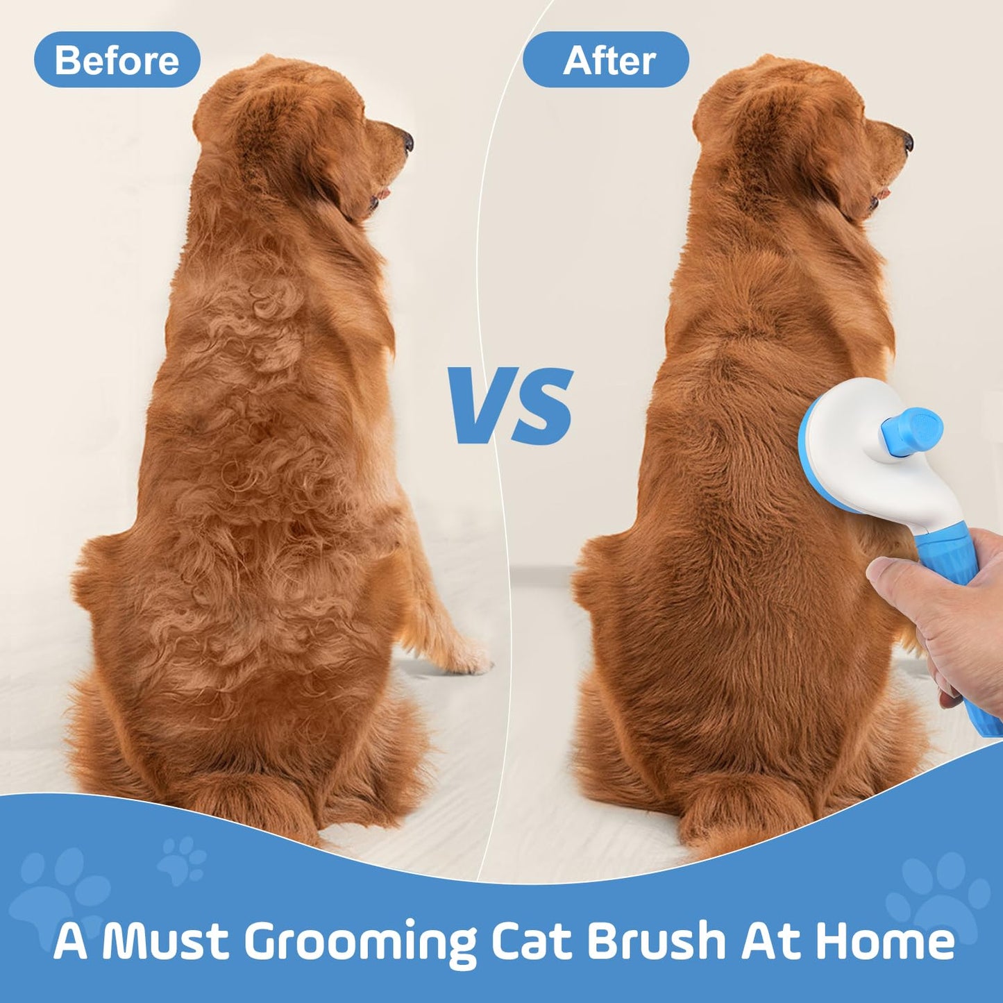 Slicker Dog Brush for Shedding,Self Cleaning Cat Brush,Skin Friendly Cat Brushes for Indoor Cats Massage Grooming,Dog Deshedding Brush for Long&Short Haired Dogs Loose Fur Hair Removal Blue